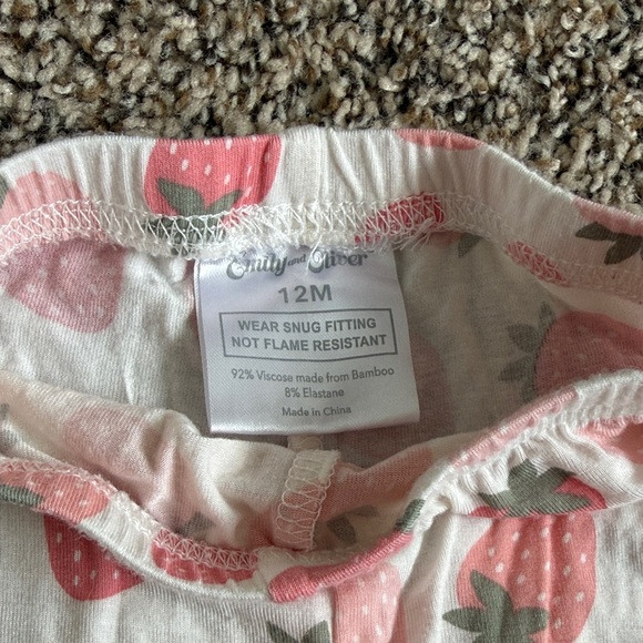 Emily and Oliver Strawberry Bamboo Pajama Set- 12 month - Picture 10 of 11